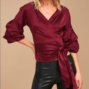 Lulu’s Satin Wrap Top Size Small